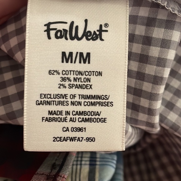 Far West Mens Plaid Long Sleeve Shirt. Made in Canada. Size M - Picture 7 of 7